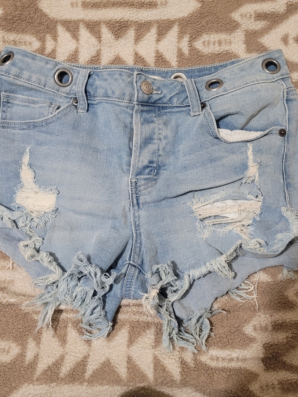 Altar'd State Light Blue Distressed Denim Shorts - Women's